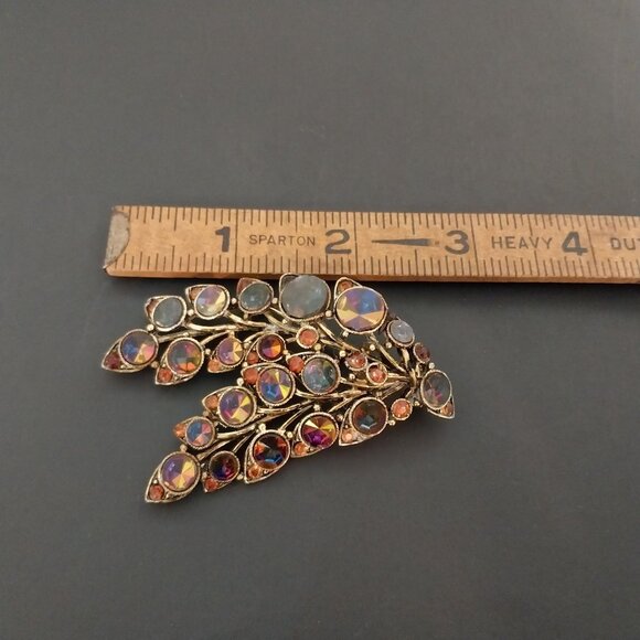 Heliotrope Watermelon Brooch HTF Flat Top Inverted Stone Crystal Rhinestone - Picture 5 of 5